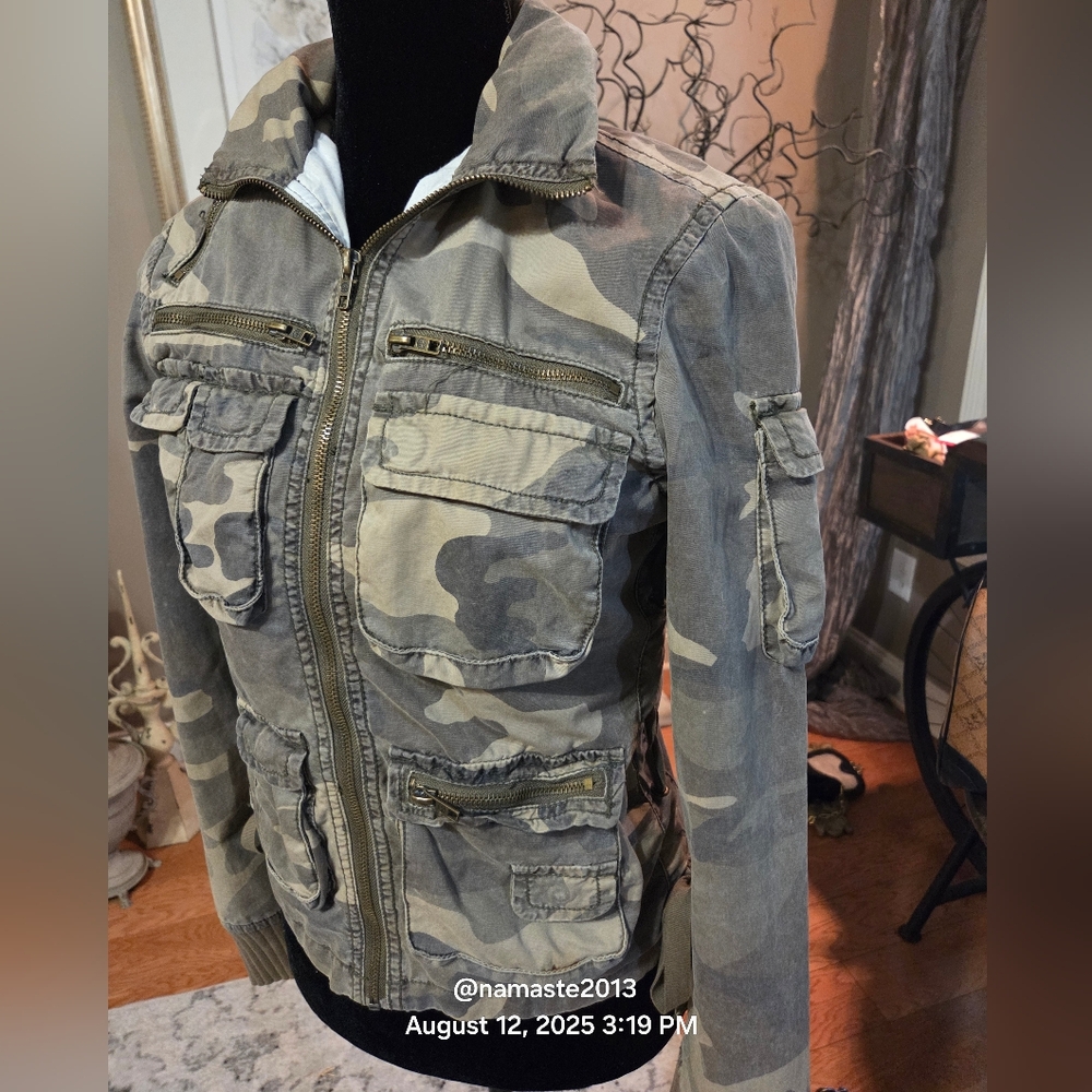 Twill Twenty Two Camo Cargo Military Utiliry Jacket Convertible Hood Designer104